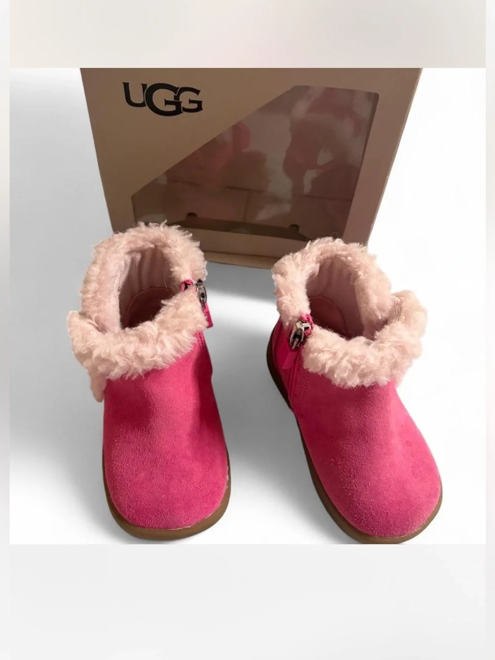 UGG Mallya boots for babies in a vibrant pink azalea suede color